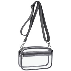 Bagenius Clear Bag for Stadium Events Clear Purse with Removable Strap Transparent Bag for Concert and Sport Events, Grey