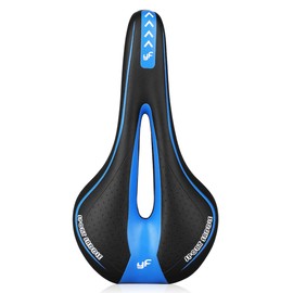 VOANZO Memory Sponge Bicycle Saddle Seat Pad for Mountain Bikes with Central Relief Zone and Ergonomic Design Suitable for Road Bikes and Mountain Bikes (Blue and Black)