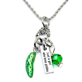 ChubbyChicoCharms Loves pickles charm 20" Necklace pickle jewelry with picklejar charms
