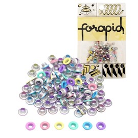 FoRapid 3mm/1/8" Aluminum Quicklet Eyelets-Scrapbooking/Birthday Wedding Greeting Holiday Card/Paper Craft/Luggage Cruise Tag/DIY Album/Clothing etc-Pre-Cut Back Slit Set with a Pen-84 PCS (Pastel)