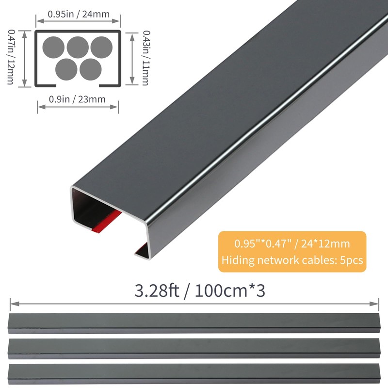 Stainless Steel Management Raceway of Cables, 3-Pack 39.37in Metal Cable