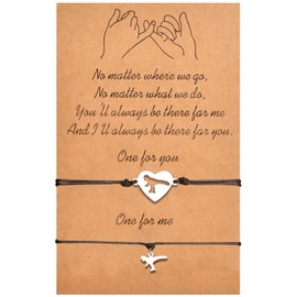 BOCHOI Matching Dinosaur Heart Bracelets Back to School Gifts, First Day of School Matching Distance Friendship Bracelet for Best Friend Mother Daughter Son Couples Birthday Gift for Him Her