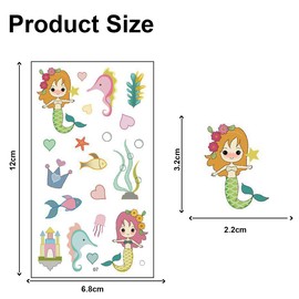 Uqingo Temporary Tattoos for Children, 10 Sheets Mermaid Tattoo Children, Cartoon Children's Tattoos, Party Bags, Children's Birthday, Party Bags, Children's Birthday Party Favours, Party / Birthday