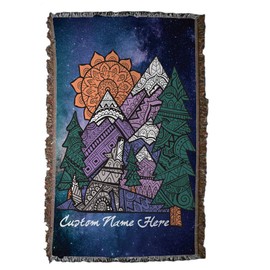 VictoryStore Blanket - Custom Howling Wolf Blanket, Full Color Print - 35 inches x 54 inches Wolf Throw Blanket - Galaxy Wolf Blanket