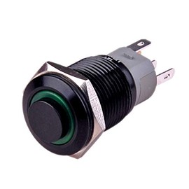 Ulincos Latching Push Button Switch U16F2 1NO1NC SPDT ON/OFF Black Shell with Green LED Ring Suitable for 16mm 5/8" Mounting Hole (Green)