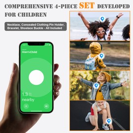 Airtag-Halterung für Kinder, verstecktes Set, 4er-Pack, GPS-Tracker-Hülle, inklusive Armband, Schuhhalterung, Anti-Auszieh-Hülle mit Sicherheitsnadeln, Halskette, Air-Tag-Set für Kinder