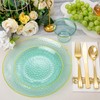 DaYammi 350 Pcs Clear Green Gold Plastic Plates, Hammered Disposable