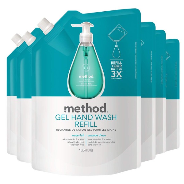 Method Gel Hand Soap Refill, Waterfall, 34 Fl Oz (Pack of 6)