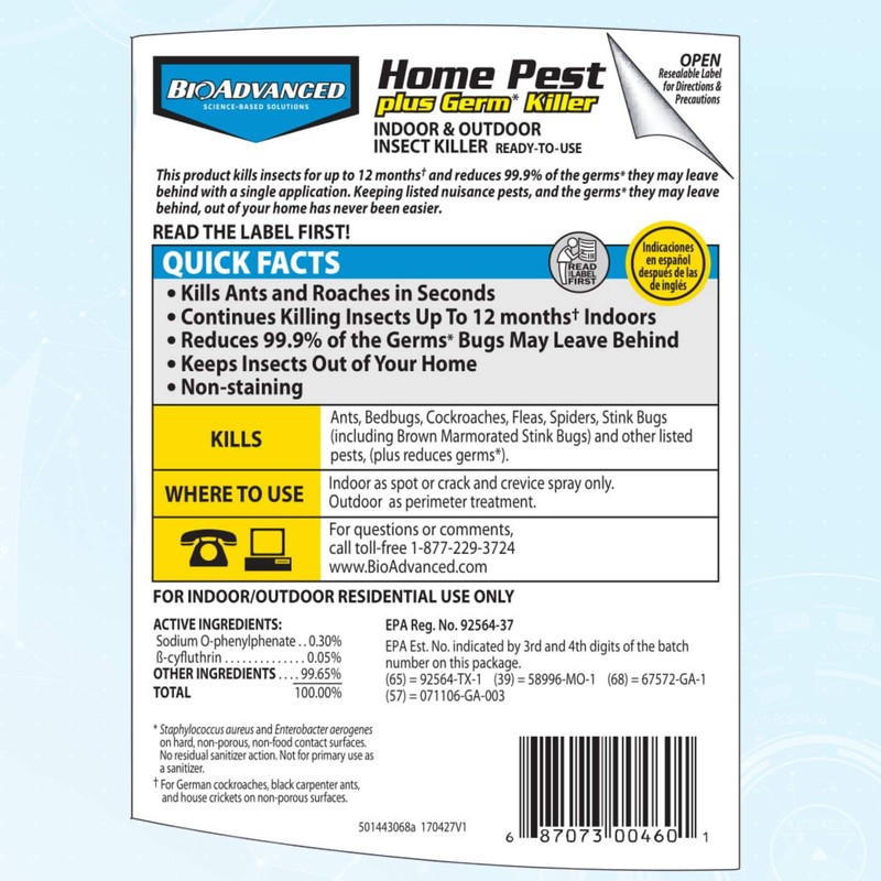 BioAdvanced Home Pest Germ Killer Indoor & Outdoor Insect Killer,