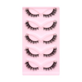 5 pairs Fluffy Wispy Cat Eye Lashes Wispy False Eyelashes Natural (W0806)