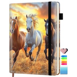 Lined Journal Notebook for Women Men, 200 Pages Hardcover Leather Journals for Writing, A5 Journaling Notebooks for Business Work School Note Taking, College Ruled Journal, Wild Horse
