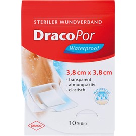 DracoPor Waterproof Wound Dressing 3.8 x 3.8 cm Sterile, Pack of 10