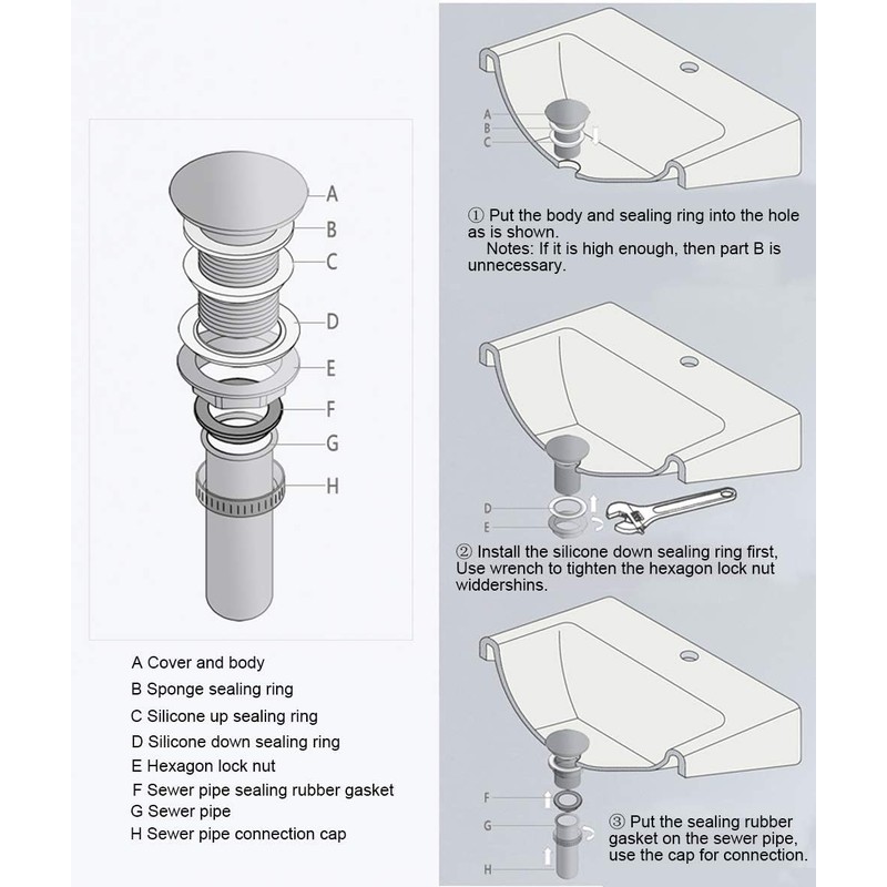 Wellsum Bathroom Faucet Vessel Vanity Sink Large Pop Up Drain