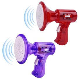 Megáfono para Niños EASYTAO 2PCS (Rojo y Morado) Cambiador de Voz con 4 Efectos de Sonido Diferentes, Juguetes de Regalo para Niños y Niñas