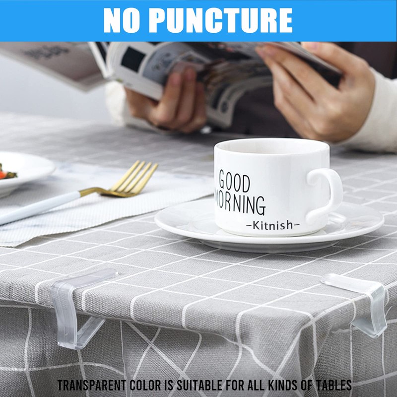 Kitnish 16PCS Clear Plastic Tablecloth Clips,Transparent Clear Tablecloth Clips, Plastic