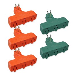 OSKOS 3-Prong 3-Outlet Extender Adapter, Heavy Duty Triple Grounding Outlet, 5 Pack