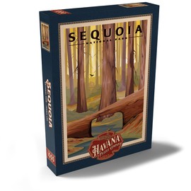 MyPuzzle Sequoia National Park - Tunnel Log, Vintage Travel Poster - Premium 1000 Piece Puzzle - MyPuzzle Special Collection by Havana Puzzle Company