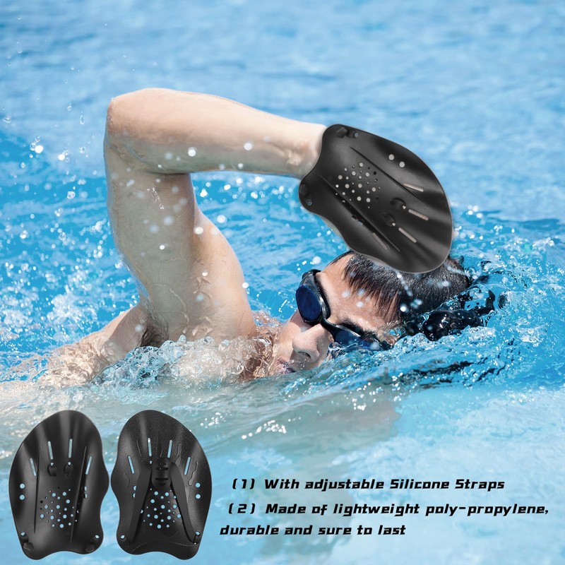 Zocipro 1 Pair Swimming Hand Paddles, Swim Paddles with Adjustable