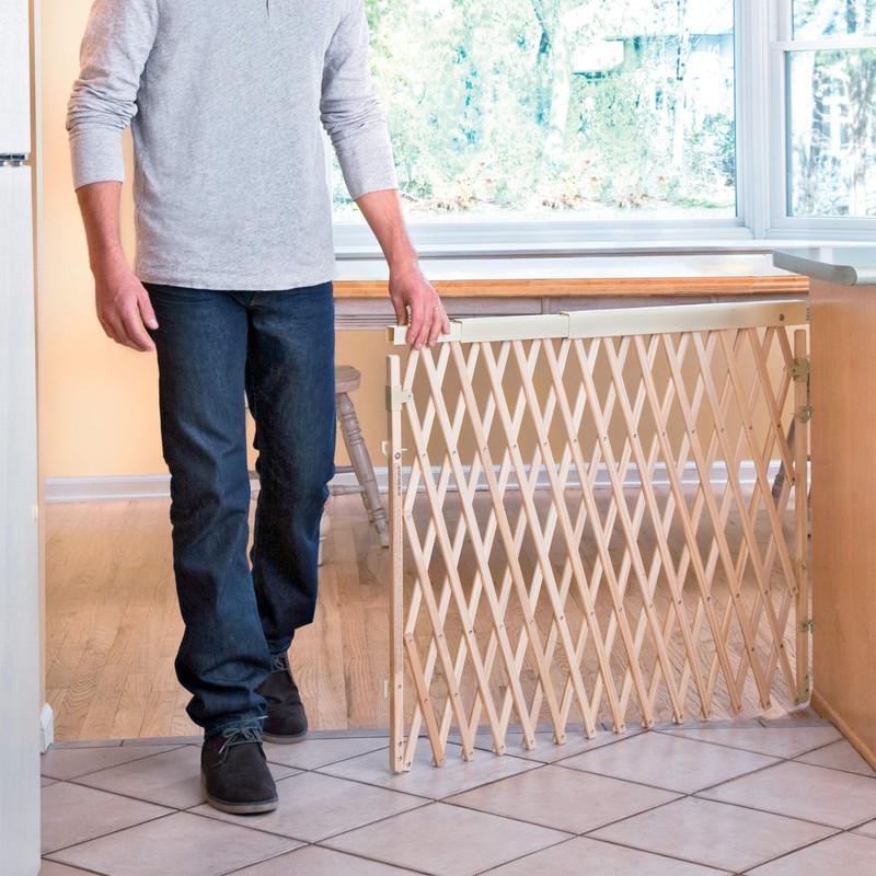 Evenflo Expansion Walk-Thru Room Divider Baby Gate, Natural Wood