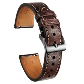 20mm Watch Bands, Men's Watch Bands, Coffee Soft Leather Watch Strap Replacement Watch Wrap