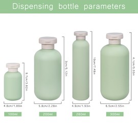 Forreen Pack of 4 Travel Bottles for Filling, 100 ml, 200 ml, 260 ml, 300 ml, Squeeze Bottle, Refillable Plastic, Leak-Proof, Reusable Travel Container for Shampoo, Cream, Liquids and Lotion