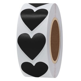 Hybsk Reward Stickers 30mm Diameter Heart Stickers, 1000 Pcs Valentines Gift Seals Packaging Stickers Heart Black (Black)