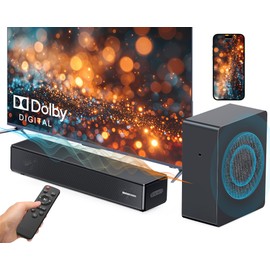 GEOYEAO 2.1 ch Soundbar with subwoofer, Dolby Digital 100W Sound Bars TV Speaker Home Theater Audio Surround Sound System, HDMI eARC/Bluetooth/DSP/Remote Control External Speakers for Smart TVs