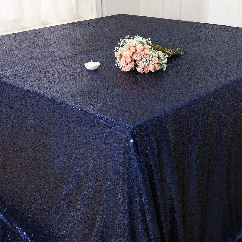 Eternal Beauty Sparkly Rectangle Sequin Tablecloths Wedding Party Banquet (Navy