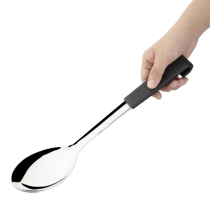 Vogue Professional Black-Handled Large Serving Spoon | 340mm | Stainless