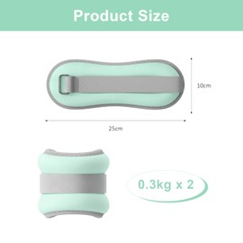 2 x Weight Cuffs Foot, Weights for Legs and Arms, Ankle Weights, Wrist Weights, Ankle Weights for Pilates, Yoga, Walking, Jogging, Aerobics (0.3 kg, Blue)