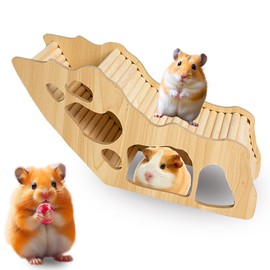 Hamster House, Wooden Hamster Accessories, Practical and Beautiful, Small Animal Accessories, Suitable for Small Pets, Sand Rats, Rats, Guinea Pigs, Dwarf Mice (32 x 10.8 x 15.3 cm)