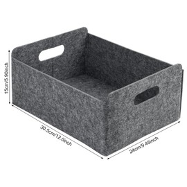 Nivofu Felt Storage Basket, Sturdy, Felt Basket, Foldable Felt Box with Eyelets, Foldable Organiser, Wear-Resistant, Storage Box for Clothes, Toys, Books, Magazines, Cloths, Grey