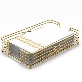 Luxury Gold Napkin Holder for Bathroom - Bathroom Hand Towel Holder, Versatile Guest Towel Tray, Disposable Hand Towel Holder,Elegant Napkin Dispenser