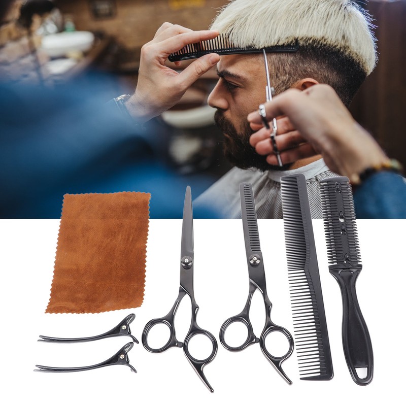8pcs Haircut Scissors Comb Clip Bangs Thinning Combs Stainless Steel