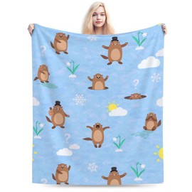 Cute Groundhog Blanket Soft Lightweight Throw Blankets Cozy Flannel Bed Throws for Sofa Couch Travel Home Room Bedroom Decor Gifts for Boys Girls Kids Adults 50"x40"