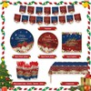 Party Tableware Decorations Set For 16 Guest,Christmas Paper Plates Napkins