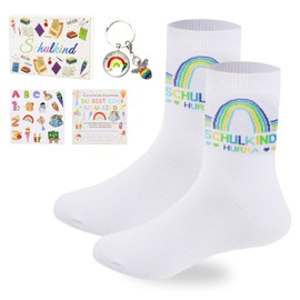 JDGFH Schulkind Socken Baumwolle 25-34, 2025 Einschulung Geschenk Mädchen/Junge, Socken Schulkind 2025, Schulanfang Geschenke für Schultüten Füllung(Blau Socken)
