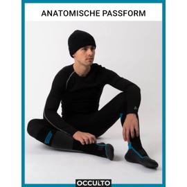 Occulto Men's & Women's Merino Ski Socks Pack of 2 (Model: Toni), black blue