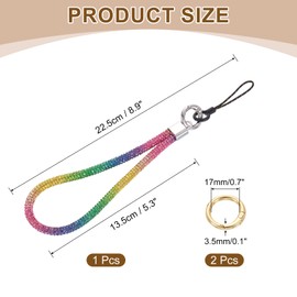sourcing map Bling Wristlet Lanyard, 5.3" Rhinestone Keychain Strap for Clutch Cellphone Keychain Wallet Purse Accessories and Decoration, Multicolored