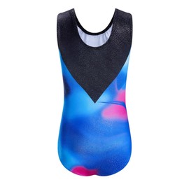 Domusgo Gymnastics Leotards for Girls 6-7 Years Old Sparkly Blue Black Set with Matching Shorts