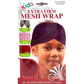 DONNA Kids Extra Firm Mesh Wrap Silk Hair Wrap for Sleeping Head Wrap for Kid, Girl RED