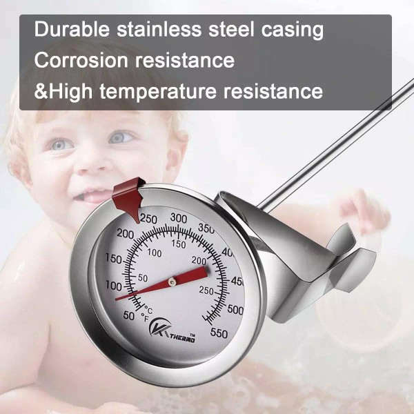 Deep Fry Thermometer with Instant Read,Dial Thermometer,2" Stainless Steel St...