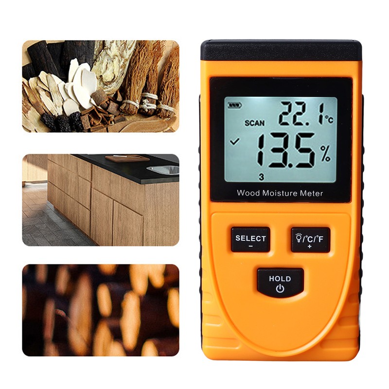 WT630 Wood Moisture Meter Pinless Induction 8 Levels Adjustment Multifunction
