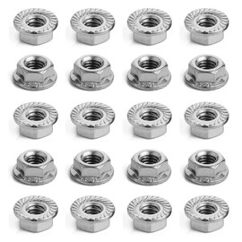 Hex Flange Nuts Set of 20 M3 M4 M5 M6 M8 Hex Lock Nuts 304 Stainless Steel Hex Flange Nuts Lock Nuts (M6)