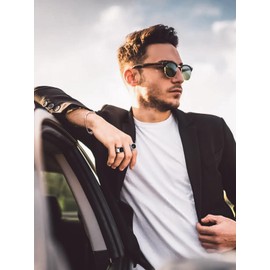 Bandmax Rings Men's Signet Ring Stainless Steel Onyx Ring Band Ring Size 54 mm Ring with Stone 12 mm Wide Rings Women Friendship Ring Men's Jewellery for Birthday Accessories