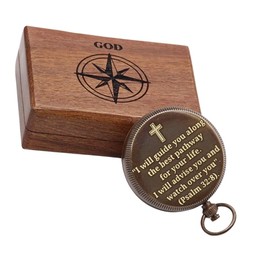 Baptism Compass Gift for My Son, Grandson, Teenage Boy, Confirmation, Christian, Communion, Catholic, Graduation, Inspirational & Sentimental Gift, Brass