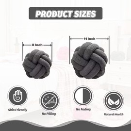 Uvvyui Knot Pillow Ball, Soft Dark Grey Home Decor Knotted Pillows, Handmade Round Plush Throw Pillow, Aesthetic & Cute Large Decorative Pillows for Bed, Floor, Couch, Bedroom Home Decor 11 inches