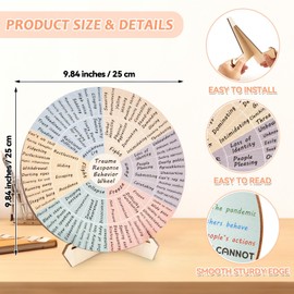 Trauma Response Behavior Wheel Therapy Office Desk Decor Double-Side Mental Health Emotion Chart with Stand Trauma Therapy Gift for Therapist Counselor Home Office Calming Corner Must Have(9.84 in)