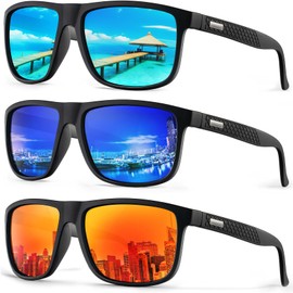 HENGOSEN Polarised Sunglasses Men Sports: Polarized Sunglasses Running Fishing Driving Sun Glasses with UV Protection 3 PACK