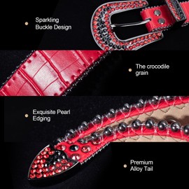 MINGSUN Rhinestone Belt for Men Women, Western Leather Belts Sparkle, Cowgirl Cowboy Shining Diamond Studded Crystal Belt for Jeans